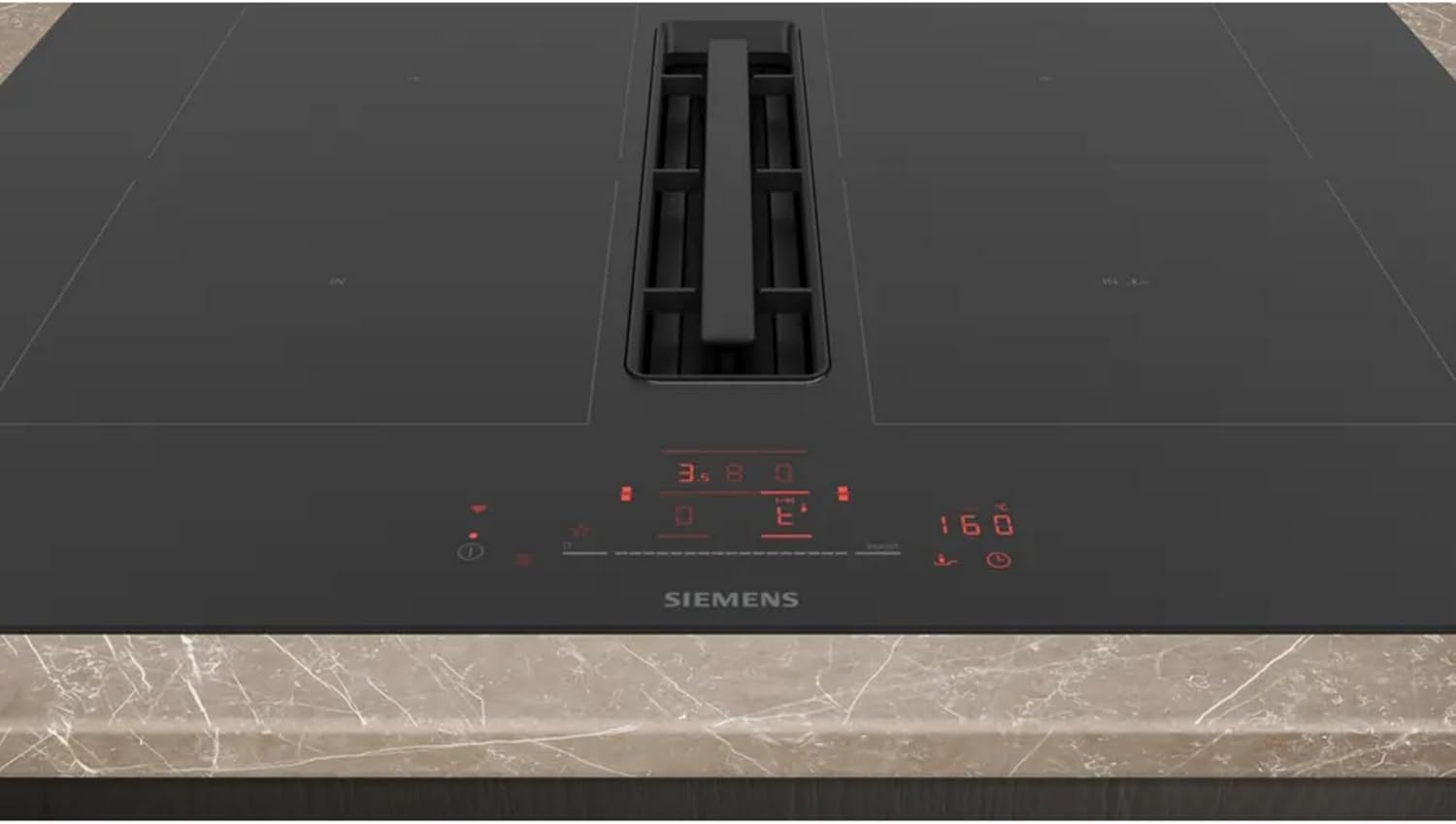 Siemens ED711HQ26E iQ500, Smartes Induktionskochfeld mit Dunstabzug, 70 cm breit, Rahmenlos aufliegend, autarkes Kochfeld, touchSlider, Kombi-Induktion für große Kochfläche, Bratsensor Pro, powerBoost