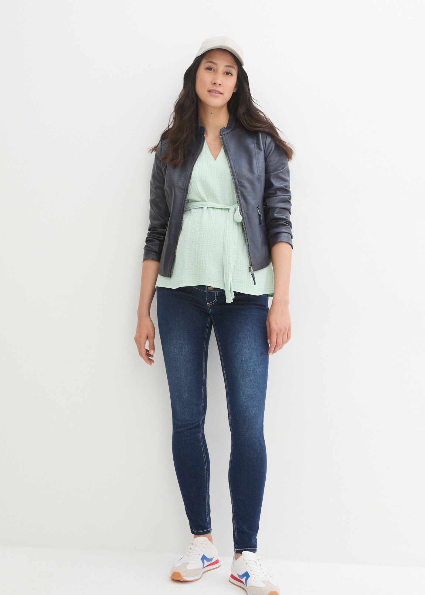 bonprix Umstandsjeans Skinny Fit, breiter Jerseybund, verstellbarer Gummizug im Bund