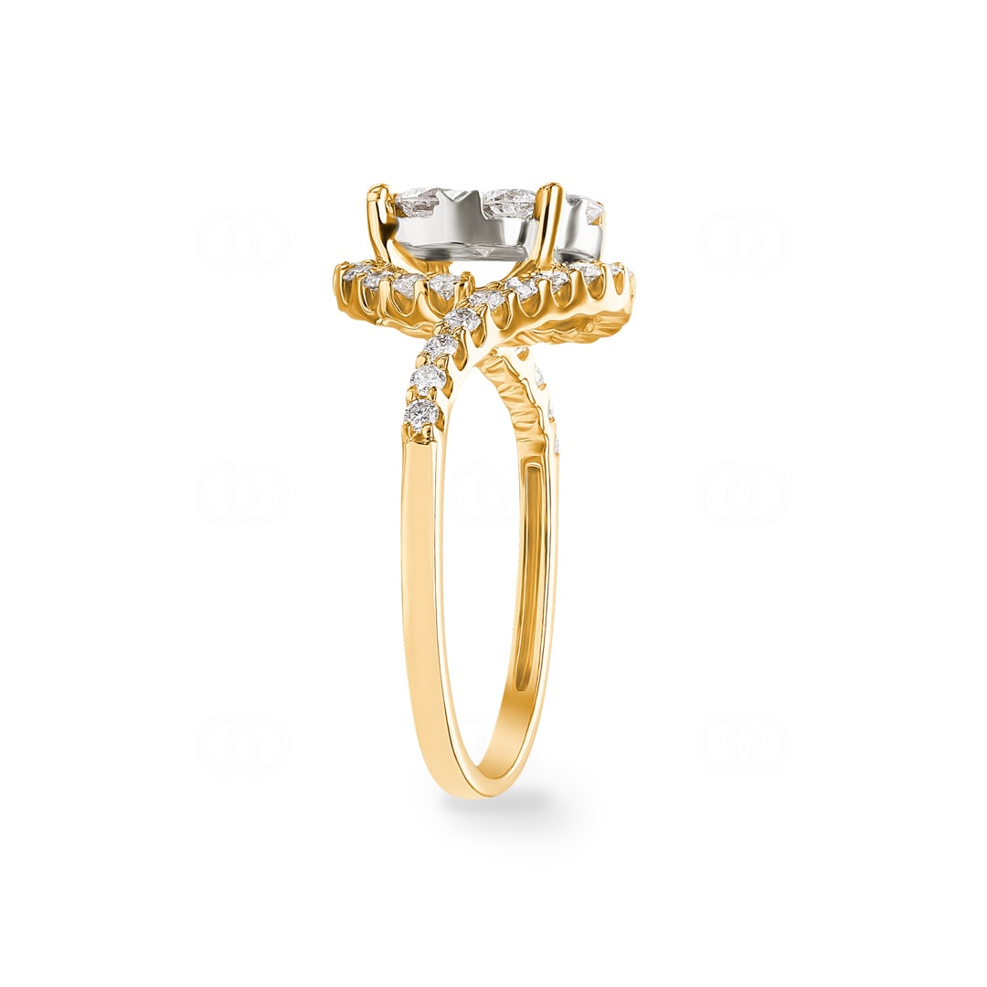 1.01 Karat Diamanten Halo Verlobungsring 750/18 K Gelbgold