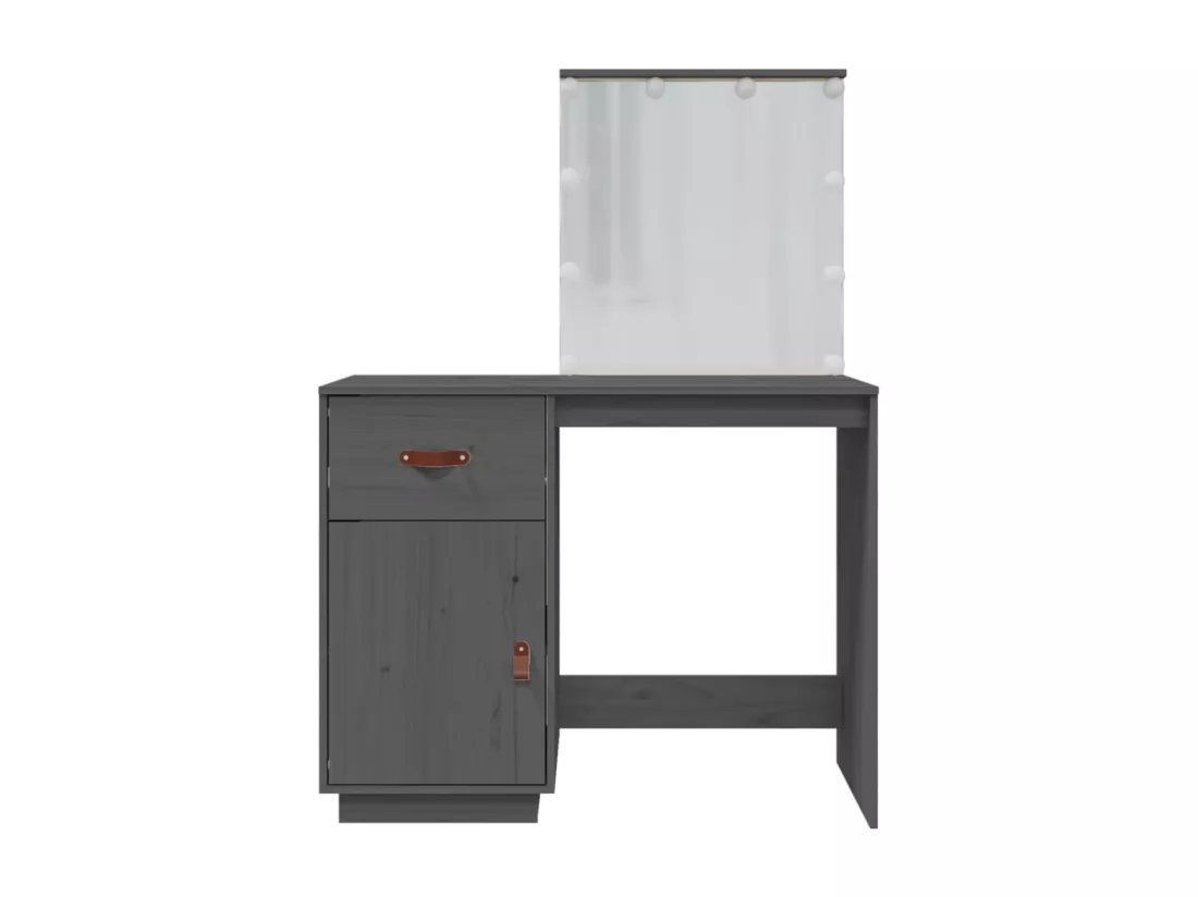 Coiffeuse avec LED Gris 95x50x133,5 cm Bois de pin massif