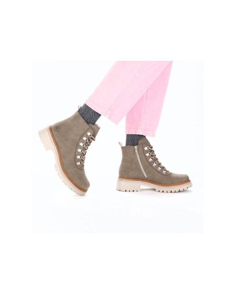 Rieker dame ankelstøvle beige | Komfortabel & varm