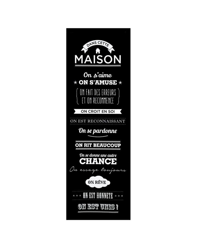 TOILE IMPRIMEE MAISON NOIR 30X90CM