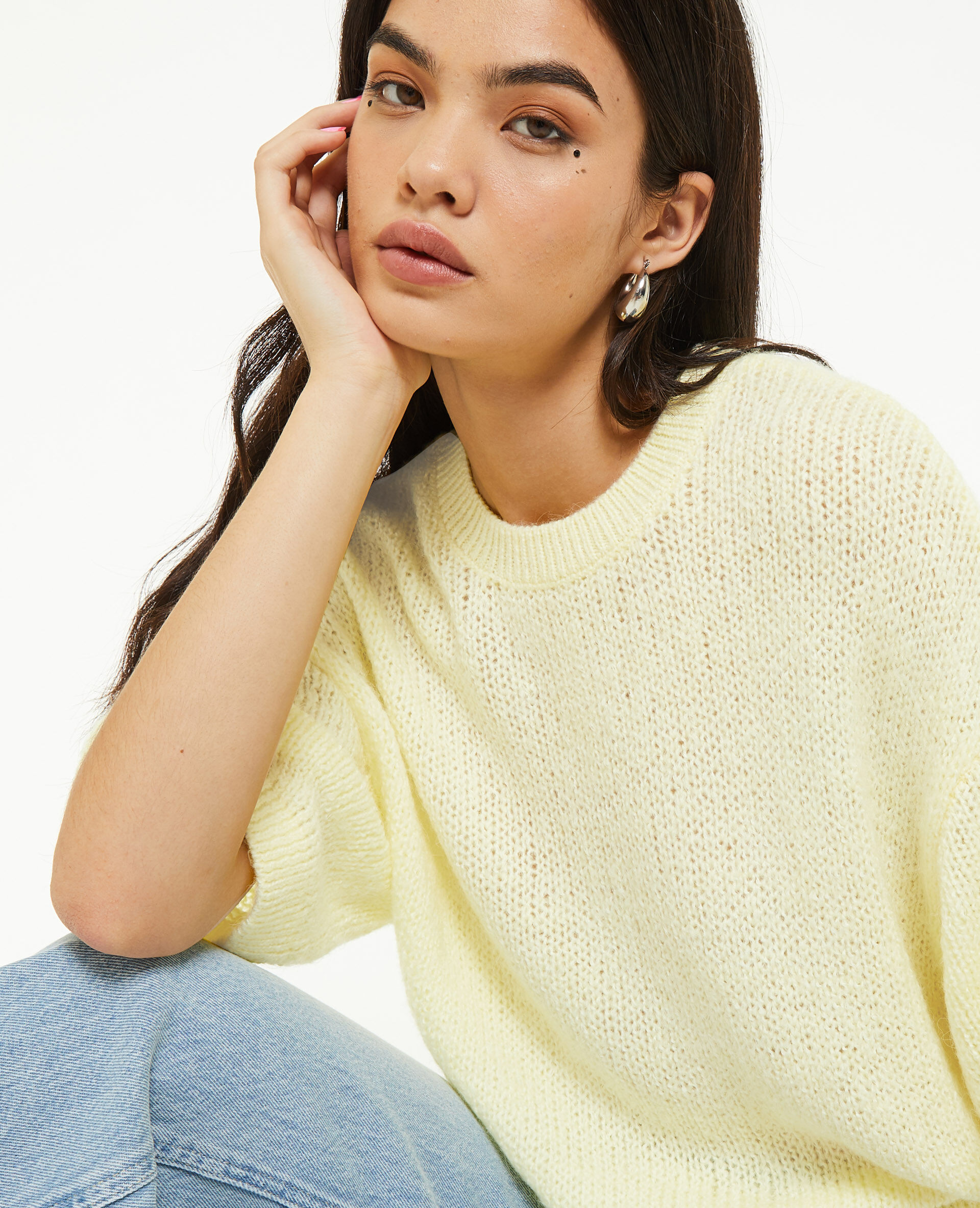 Pull manches courtes - Jaune