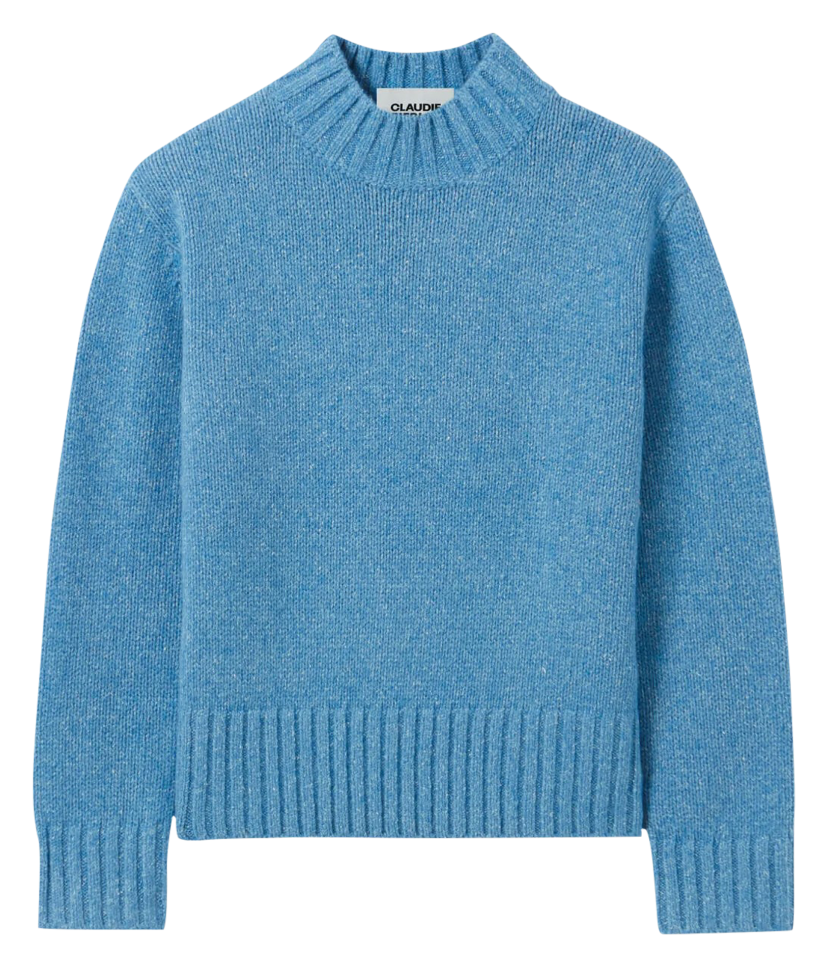 Pull col montant en laine et en soie mélangés | Bleu