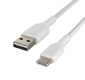 (1m) Boost Charge USB A auf USB C Ladekabel Nylon Datenkabel (CAB002BT1MWH) - Weiss