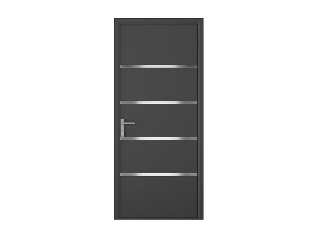 Porte d'entrée en aluminium H218 x L96 cm anthracite - poussant droit - ISALINA