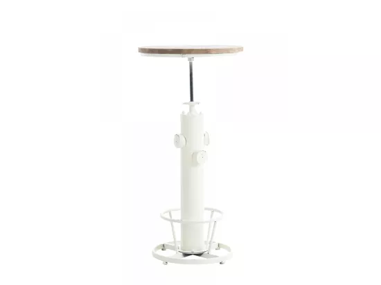 Table haute de bar - rond Ø 54 cm - Métal - Blanc antique - Ruhr