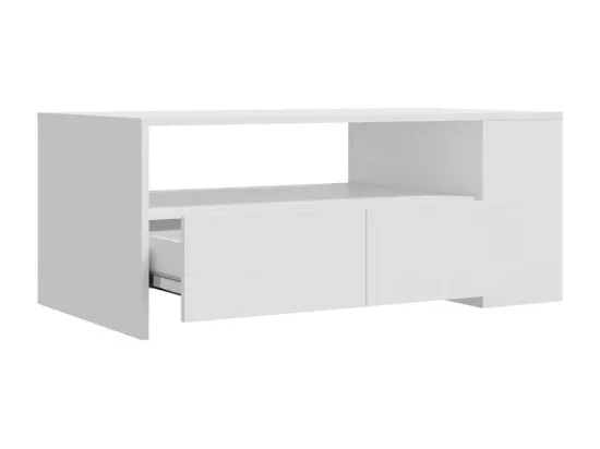 Table basse blanc 102x55x42 cm bois d'ingénierie