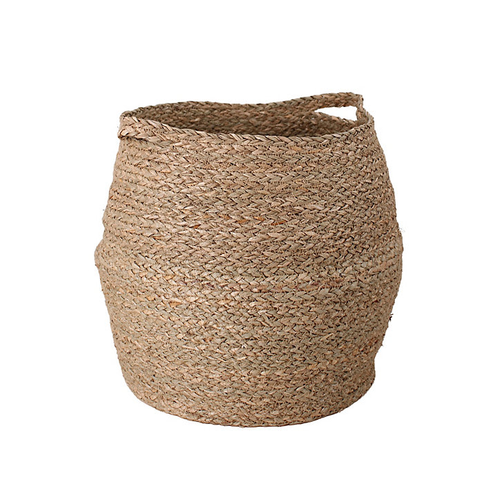 Panier boule en jonc de mer avec poignée taille M
