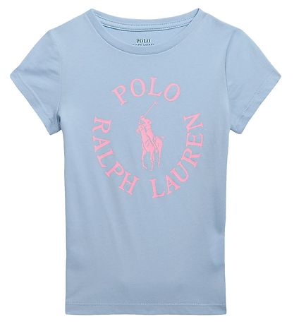 Polo Ralph Lauren T-shirt - Longwood - LyseBlå m. Rosa