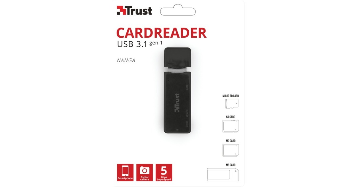 TrustNanga USB 3.1 Cardreader kaartlezer  (Zwart)