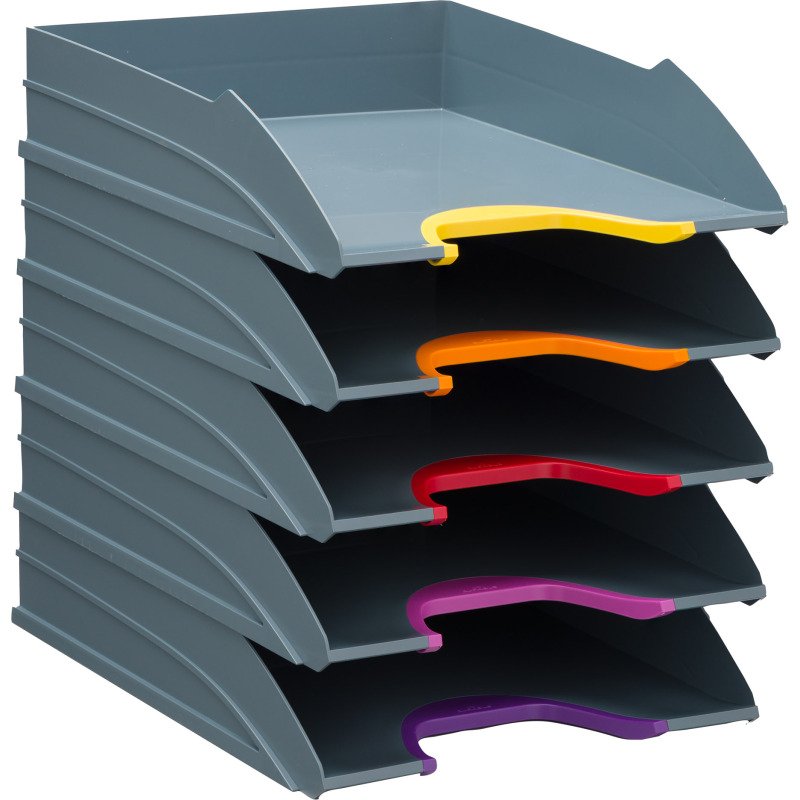 Lot de 5 corbeilles à courrier Durable Varicolor® gris
