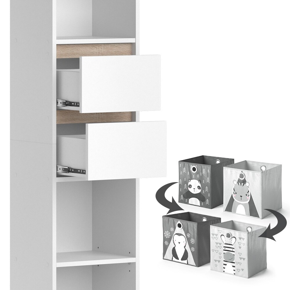 Vicco Kinderregal Bücherregal Standregal Robert Weiß 36 x 171 cm modern Faltboxen Kinderzimmer Regal Wandregal Aufbewahrungsregal Spielzeugaufbewahrung