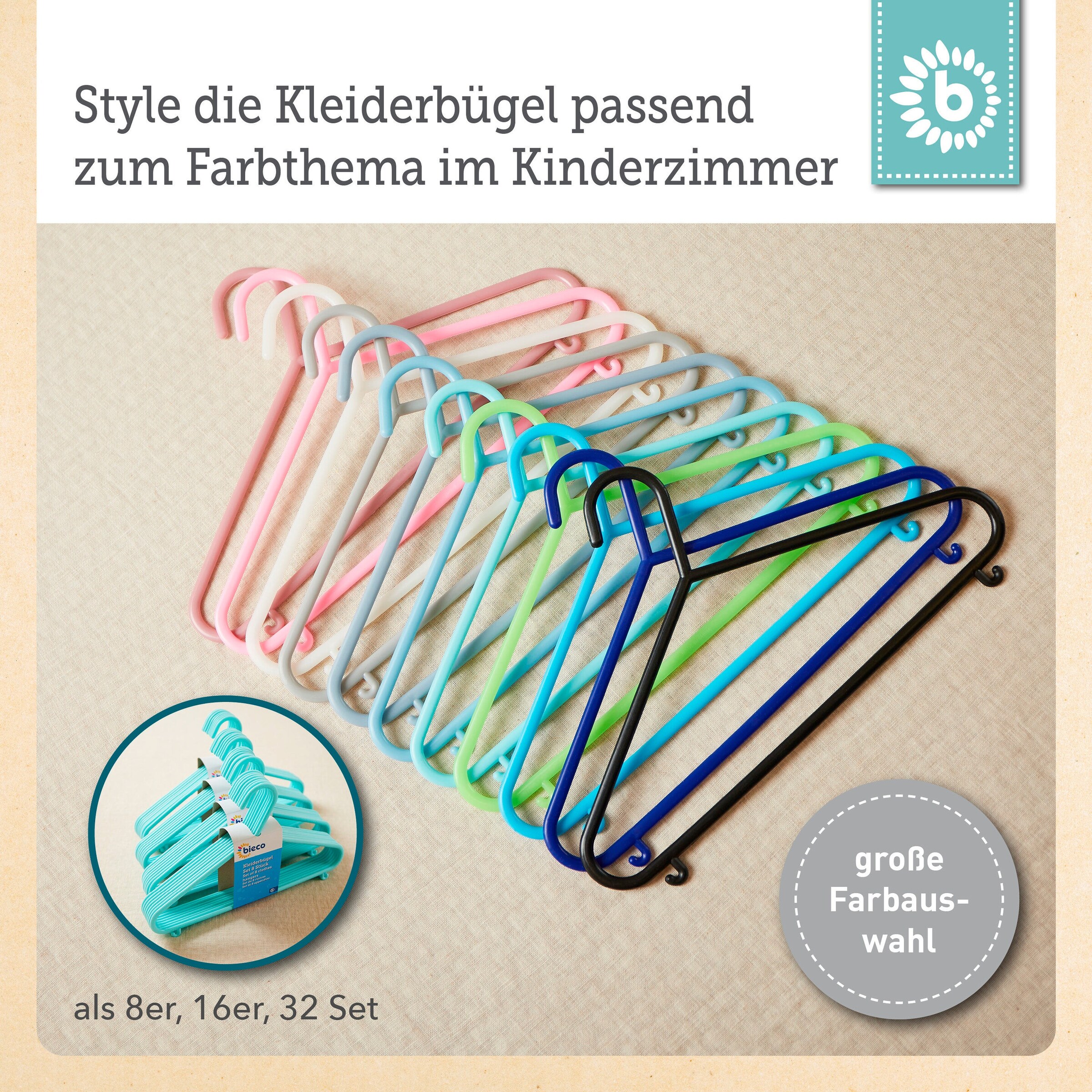 Bieco Kleiderbügel Kinder 16 St. Türkis Türkis
