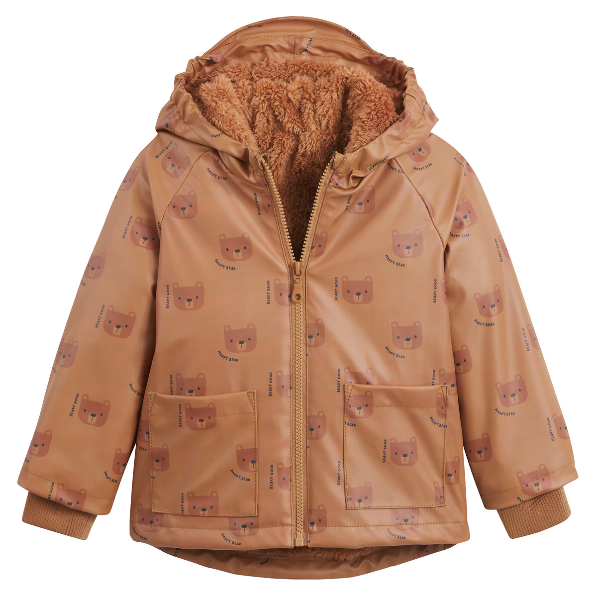 COLEÇÕES LA REDOUTE<br>Parka com capuz de borracha, estampa de cabeça de urso