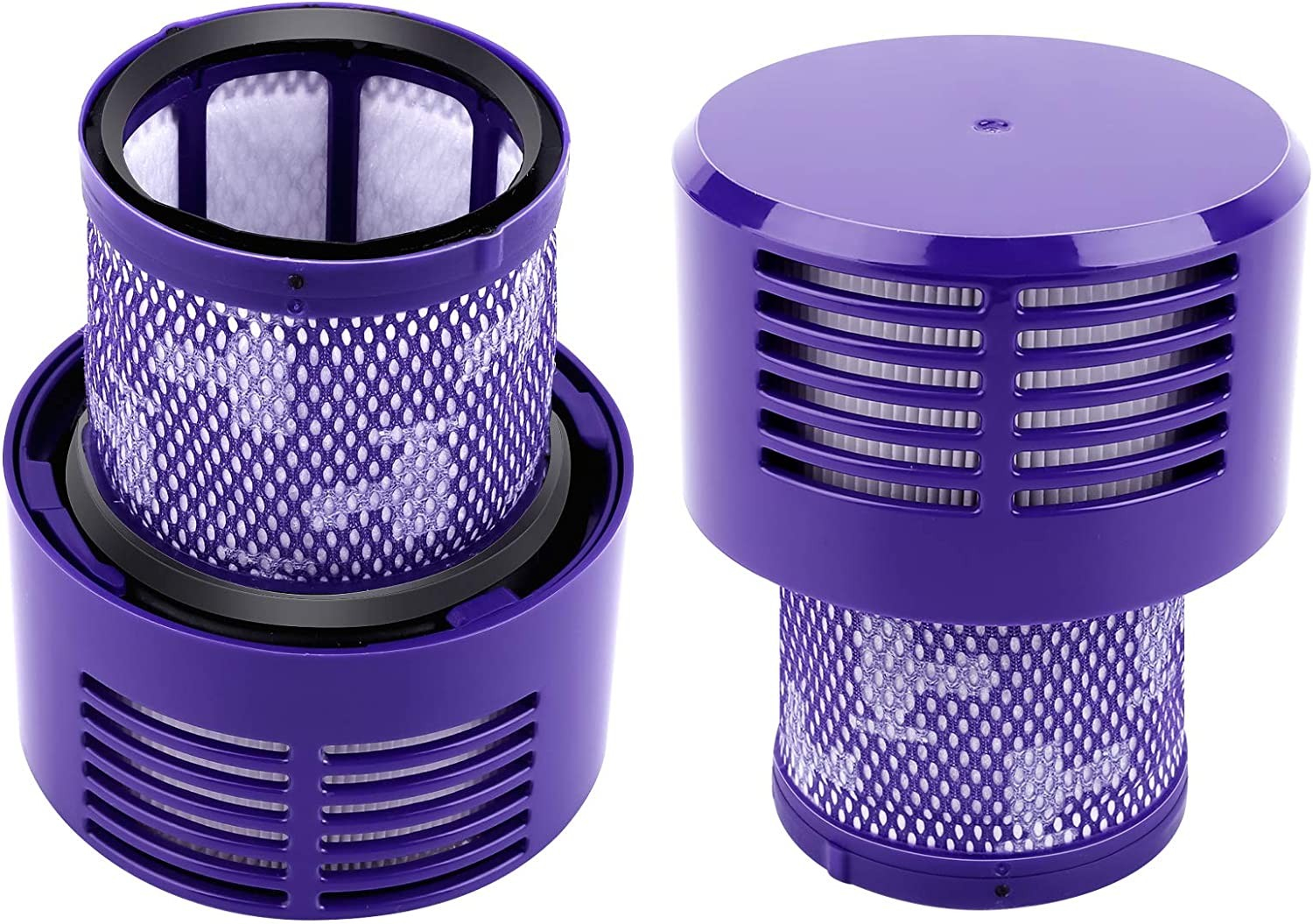 (5-tlg. Set) Ersatz Hepa Filter inkl. Reinigungsbürste für Dyson Staubsauger V10 / SV12 - Violett