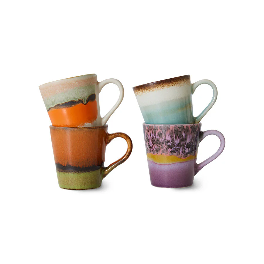 HKliving  Retro keramik espressokopper, 4 stk - Multi