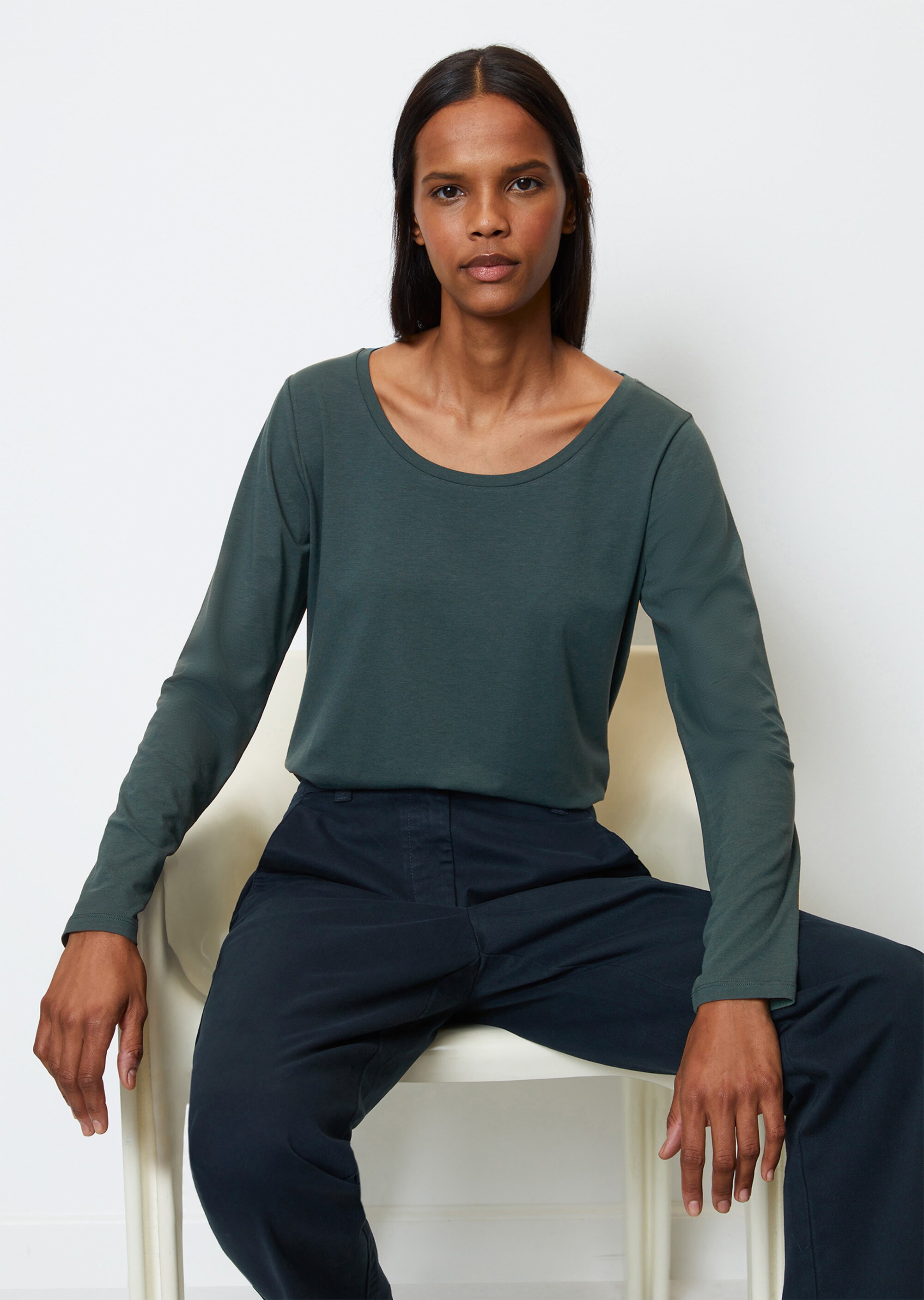 Longsleeve regular aus TENCEL™ Modal-Baumwolle-Mix