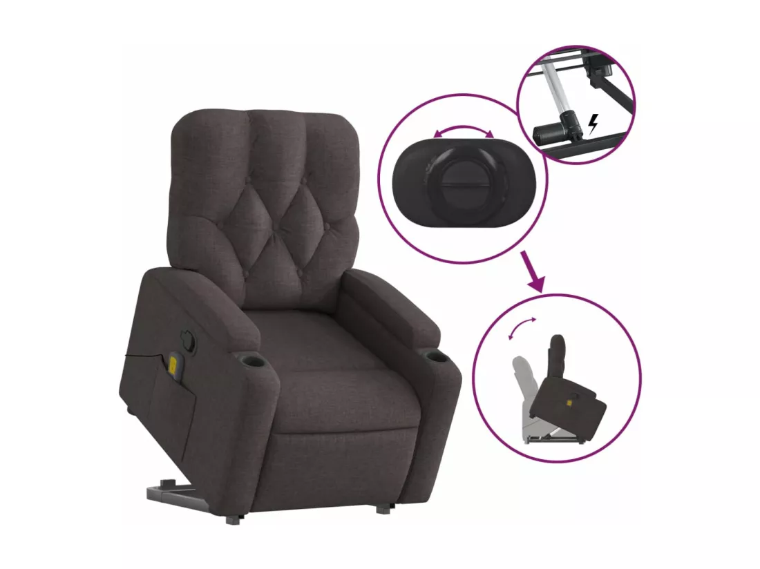 Fauteuil inclinable massant Marron foncé Tissu