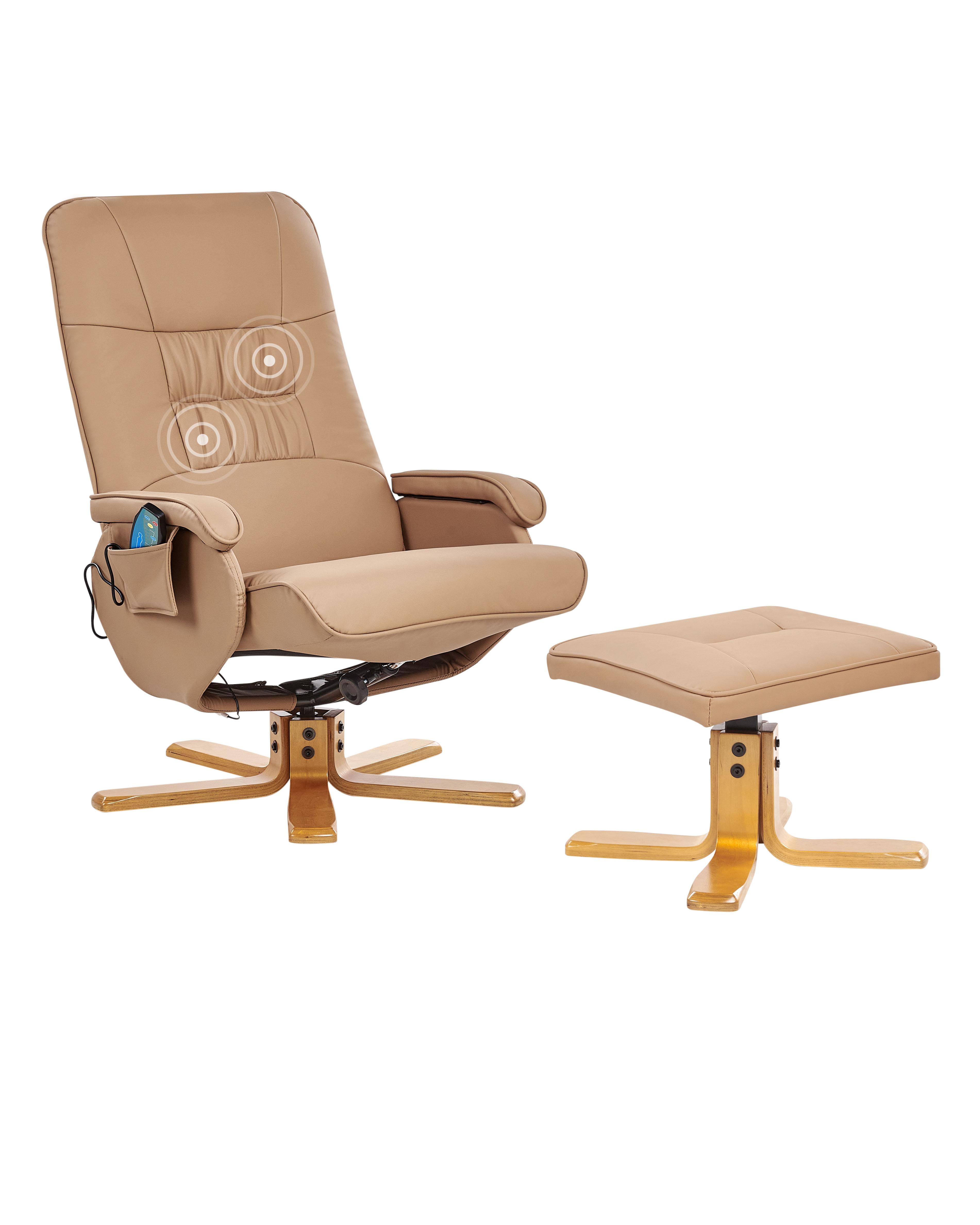 Massagestoel RELAXPRO met voetenbank Kunstleer Lichtbruin