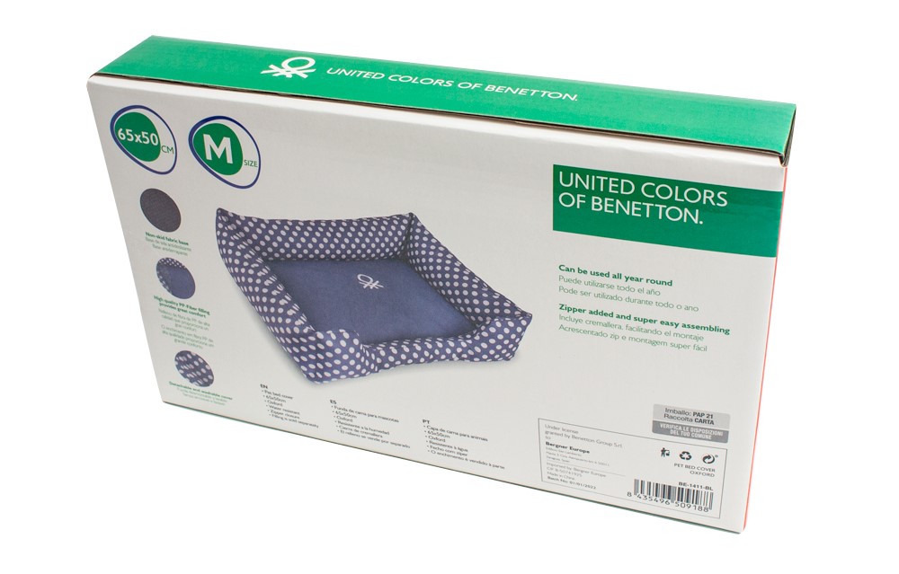 Capa para berço Benetton azul com bolinhas, tamanho G: 75 x 65 cm