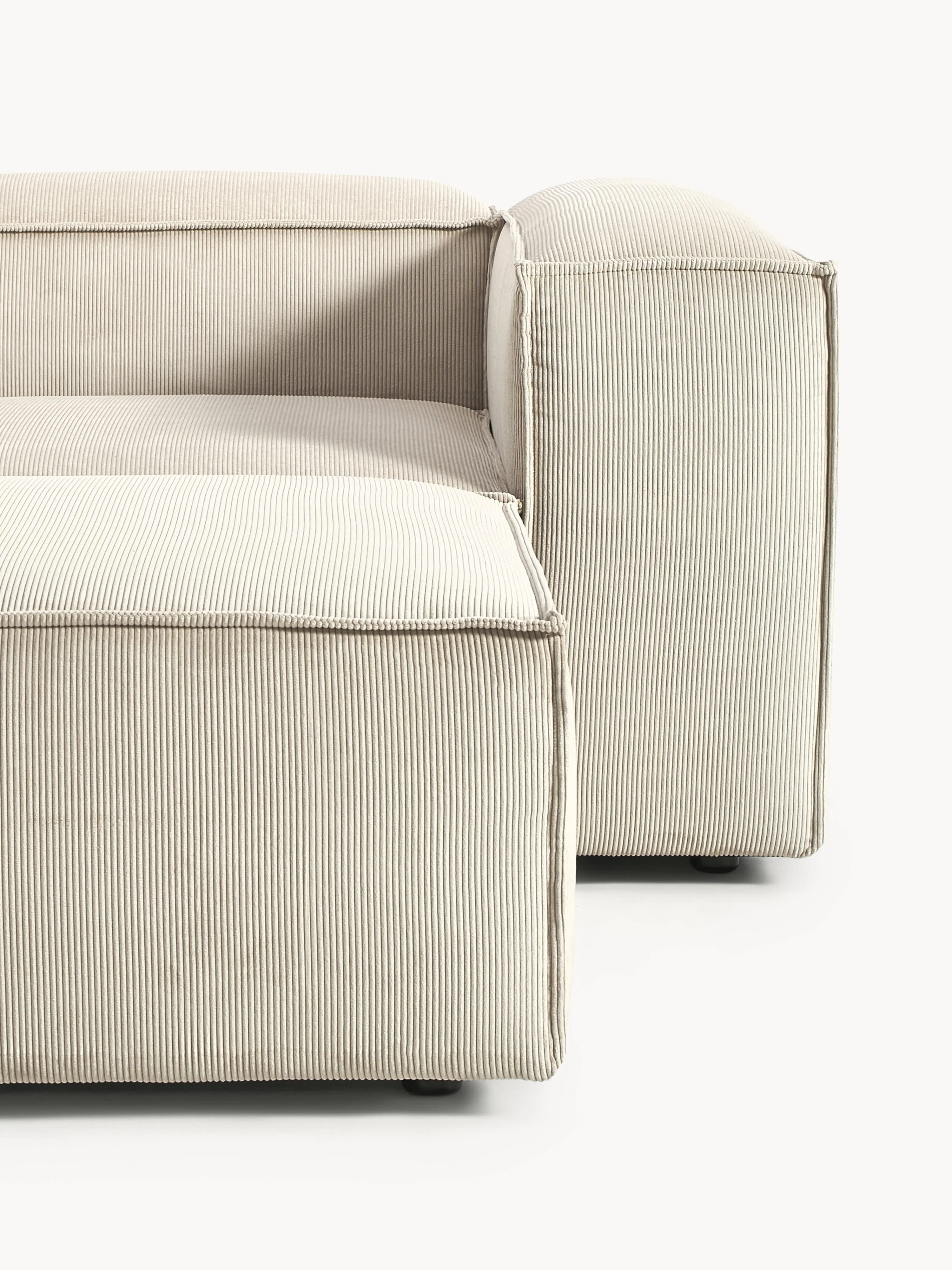 Modulaire bank Lennon (4-zits) van corduroy met poef (links/rechts)