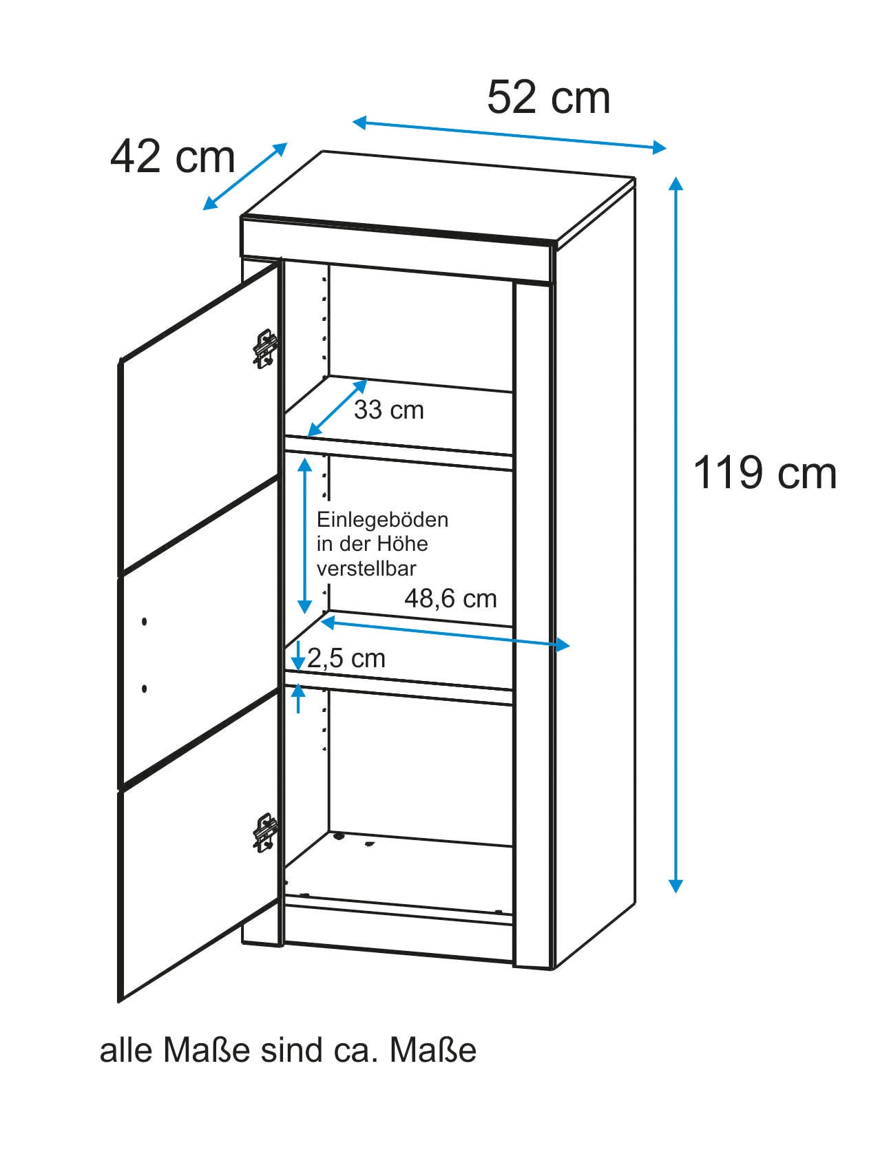 VOGL Möbelfabrik Aktenschrank »Toronto« in 2 Breite, 3 Fächer, teilmassiv, Höhe 119 cm, Made in Germany