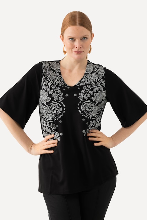 T-Shirt, bedruckt, Classic, V-Ausschnitt, Halbarm