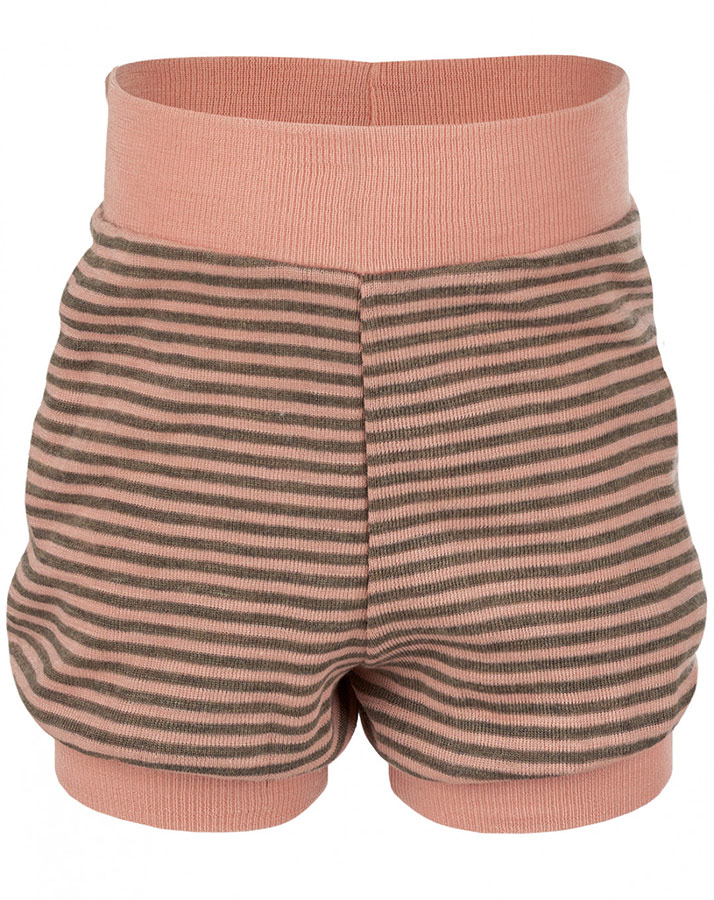 Shorts WOLLE BASIC mit Seide gestreift in lachsrosa/walnuss
