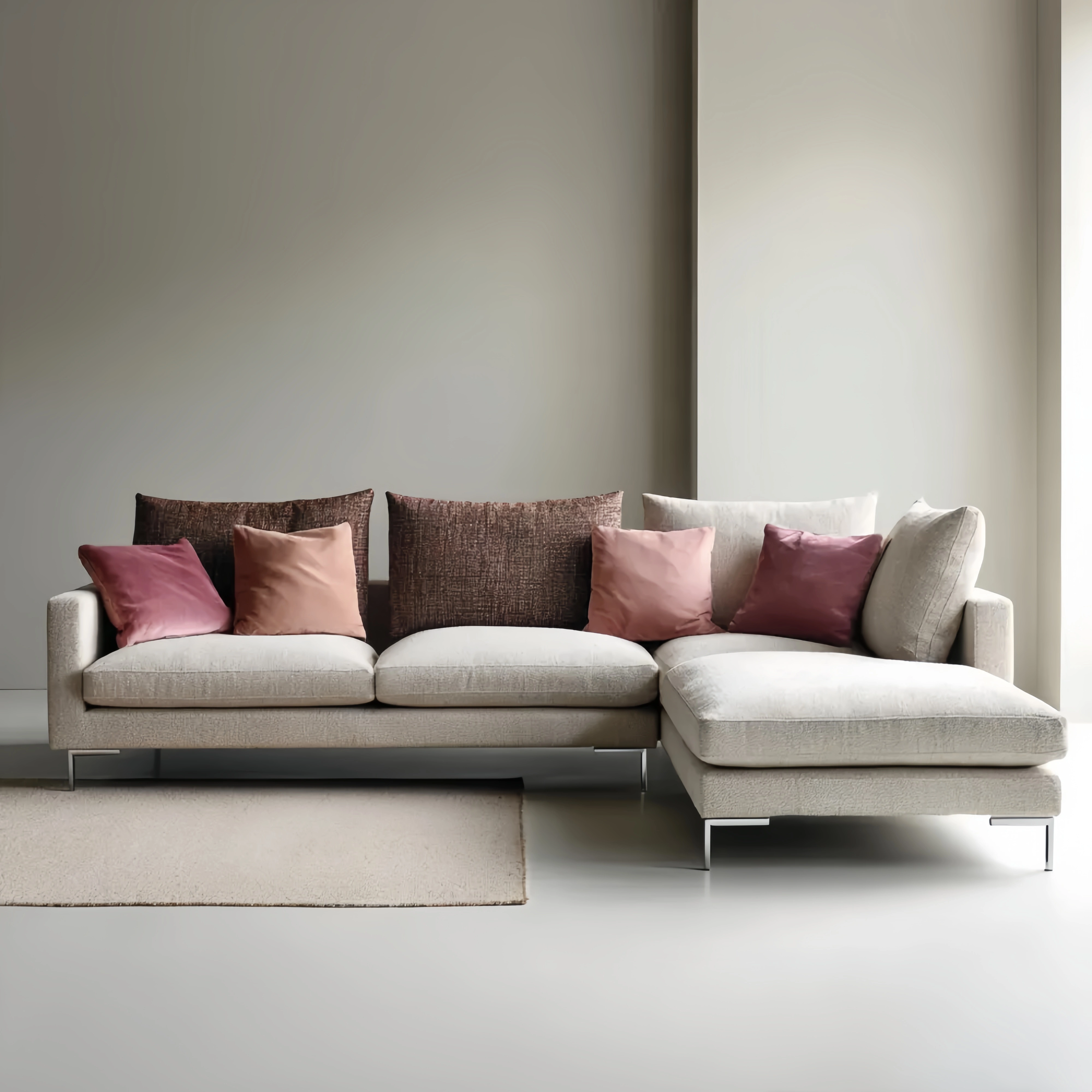 Ecksofa Stoffpolsterung 300x200x85 cm – Creme – Modernes Design