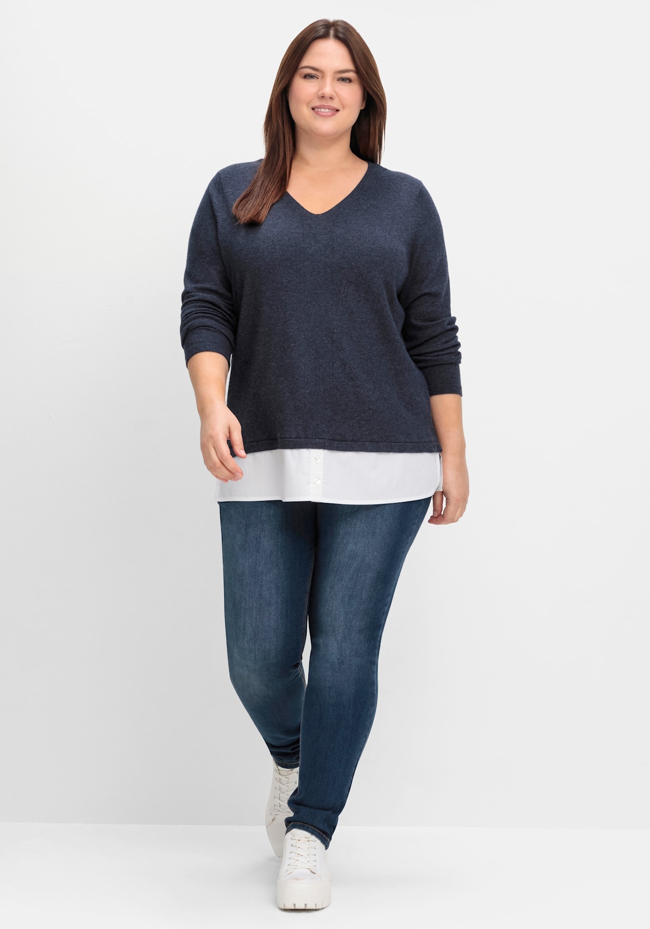 Sheego V-Ausschnitt-Pullover »Strickpullover«