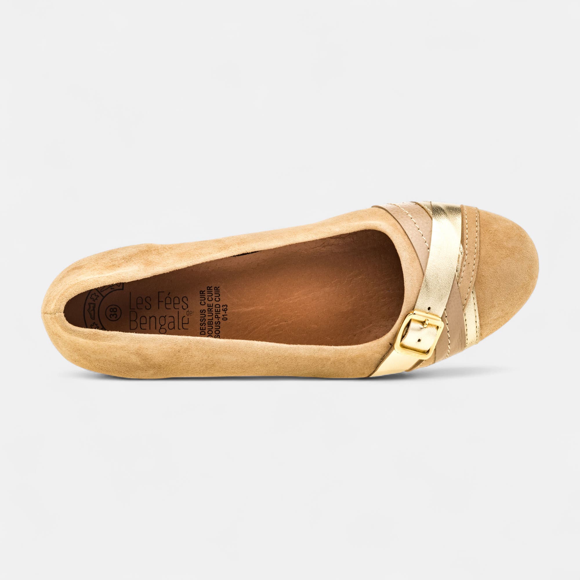 Ballerines Femme en cuir beige