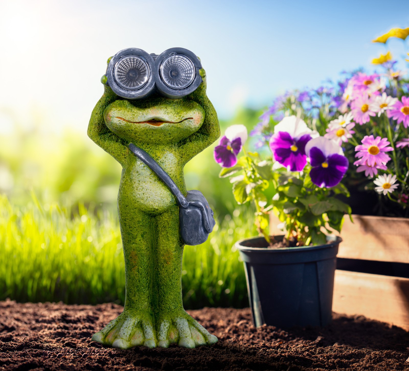 LED-Solar-Outdoorleuchte FROSCH - grün - stehend - 30 cm hoch