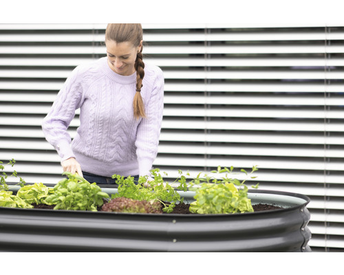 Klassieke ovale verhoogde tuinbak WESTMANN 240 x 80 x 82 cm grijs