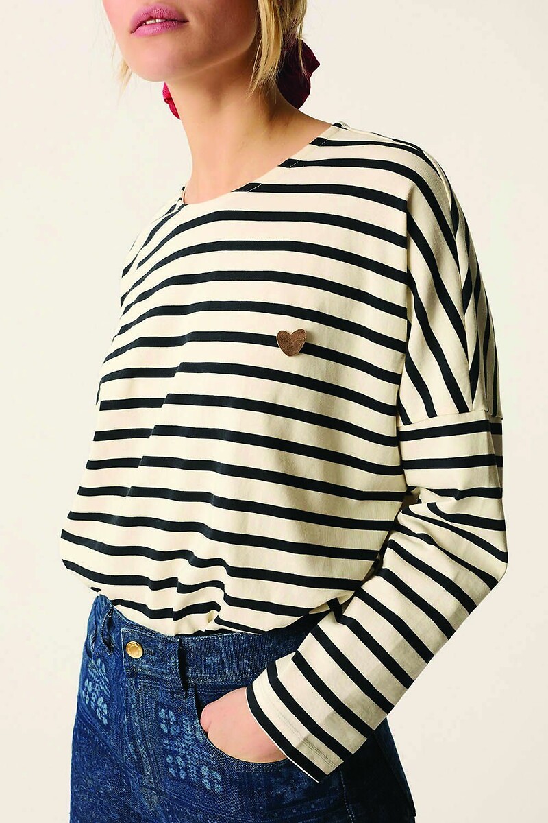 DES PETITS HAUTS<br>Camisa azul-marinho de manga comprida, FILLY