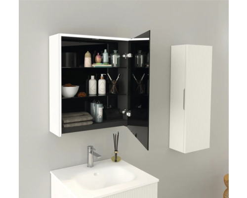 Jungborn QUATTRO SEDICI NOVE spiegelkast, 60 x 20 x 70 cm, mat wit, 1-deur, LED, IP44