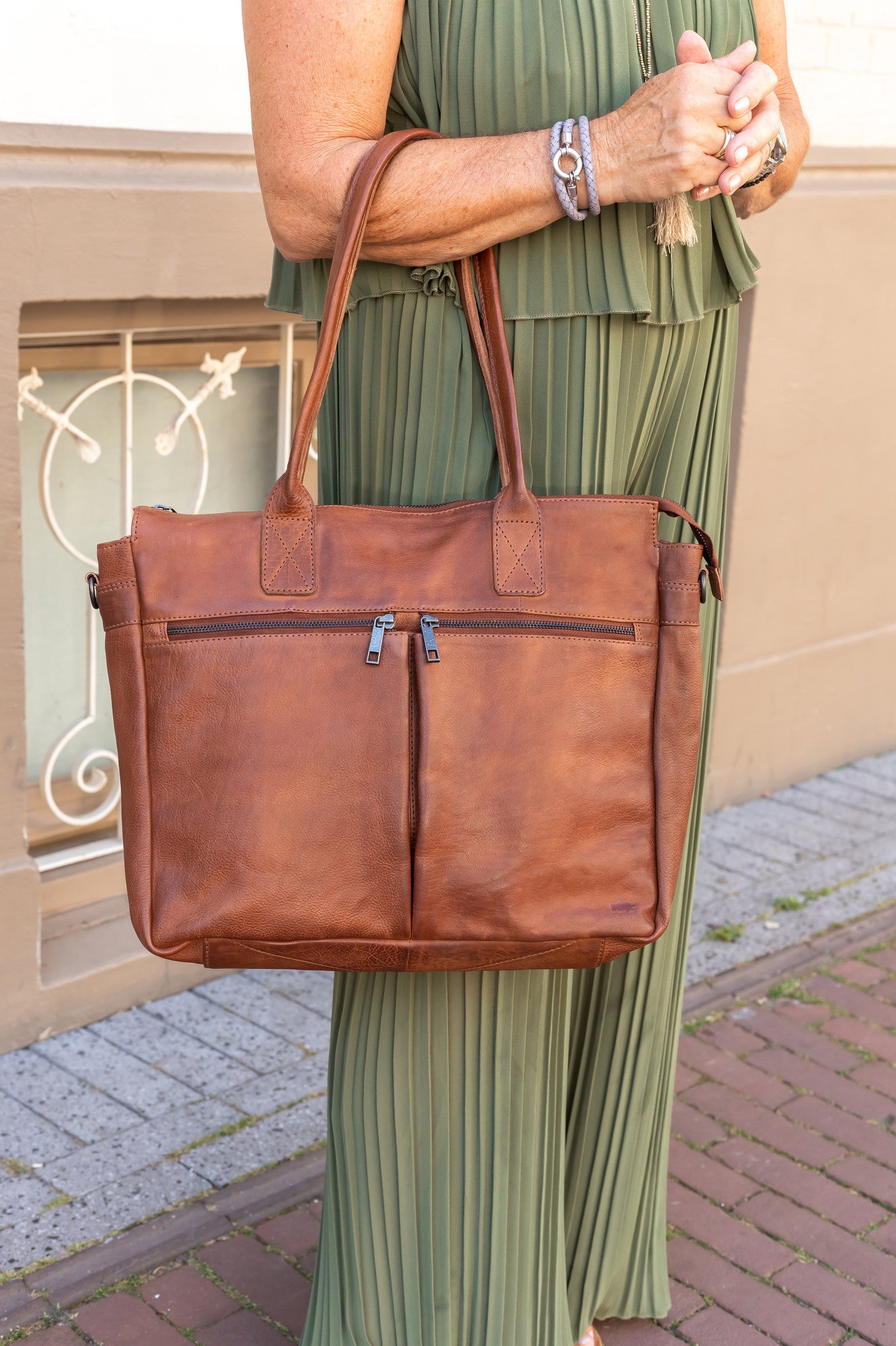 Hand-/schoudertas 'Binni' cognac Cognac