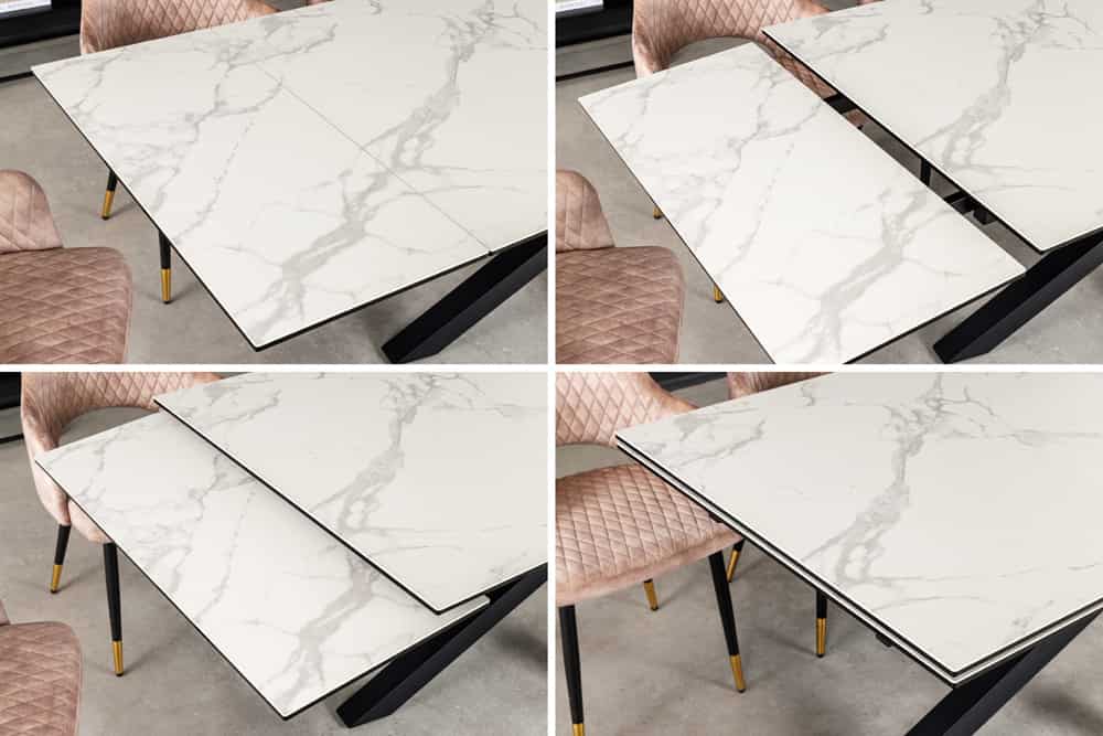 Ausziehbarer Esstisch MARVELOUS 180-220-260cm weiß Marmor Keramik made in Italy