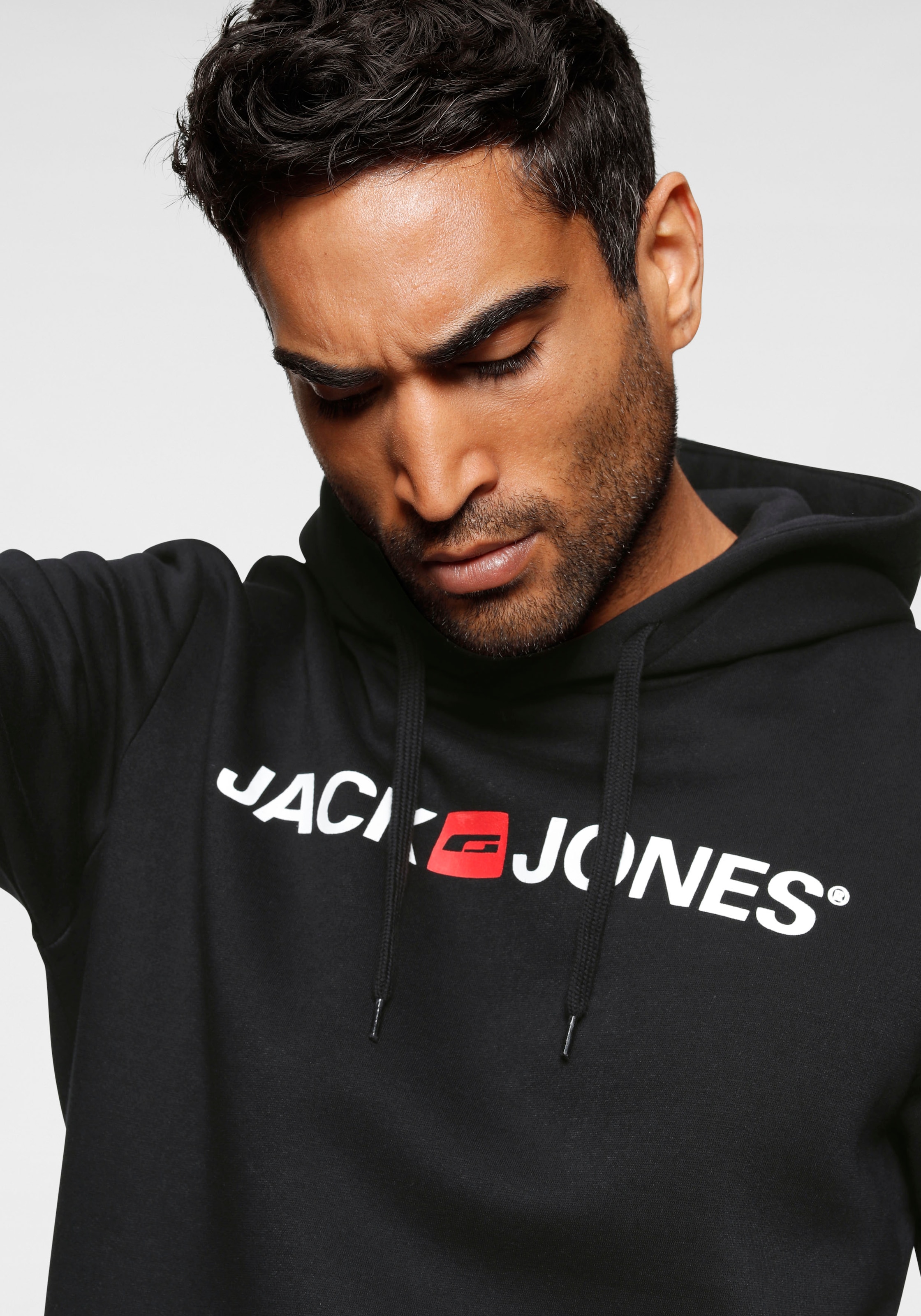 Jack & Jones Kapuzensweatshirt »JJECORP Hoodie mit Logo und hohem Tragekomfort«, bedruckt, casual, regular fit, Baumwollmischung, Rundhals