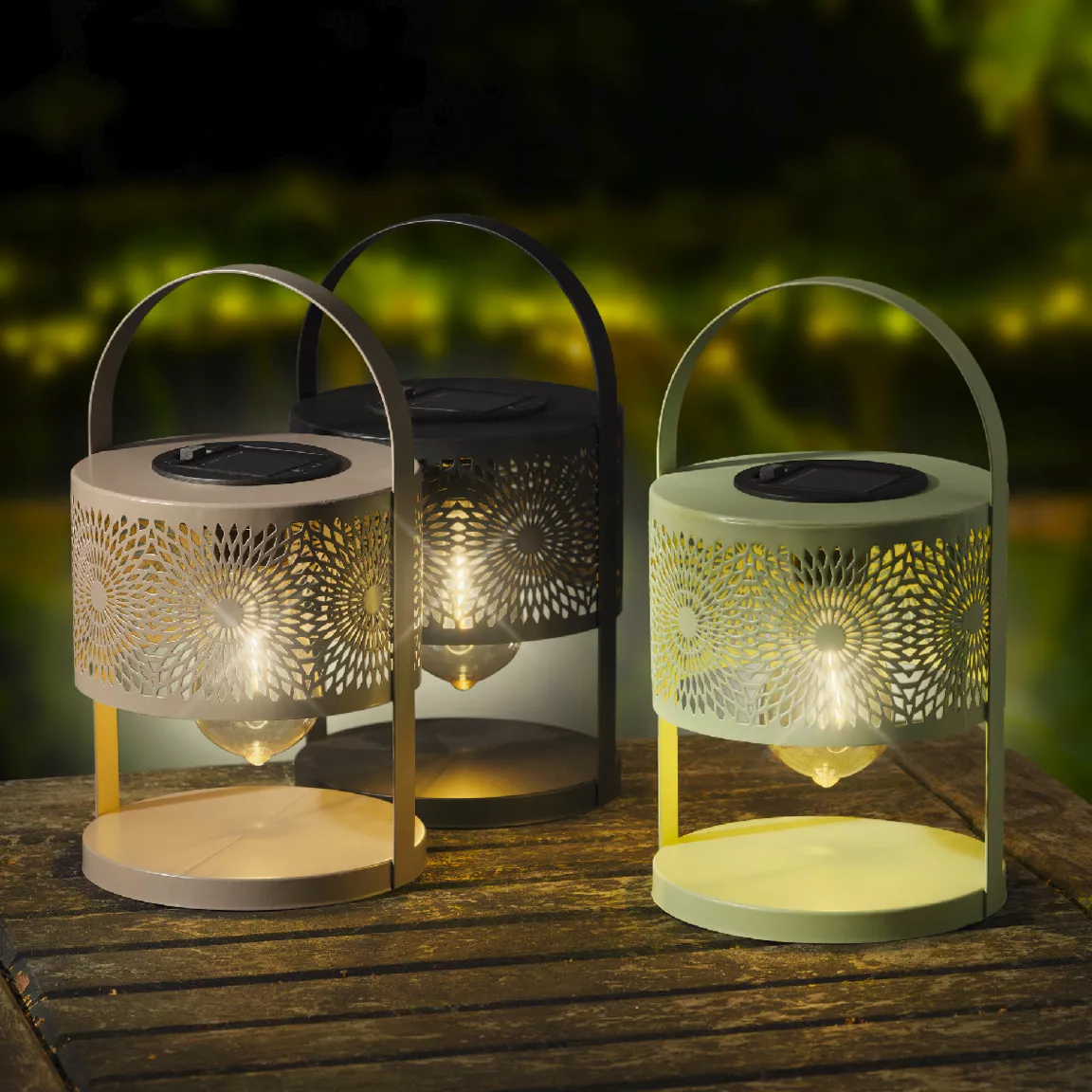 Lanterne solaire de table (H22,5 cm) à LED Vert clair