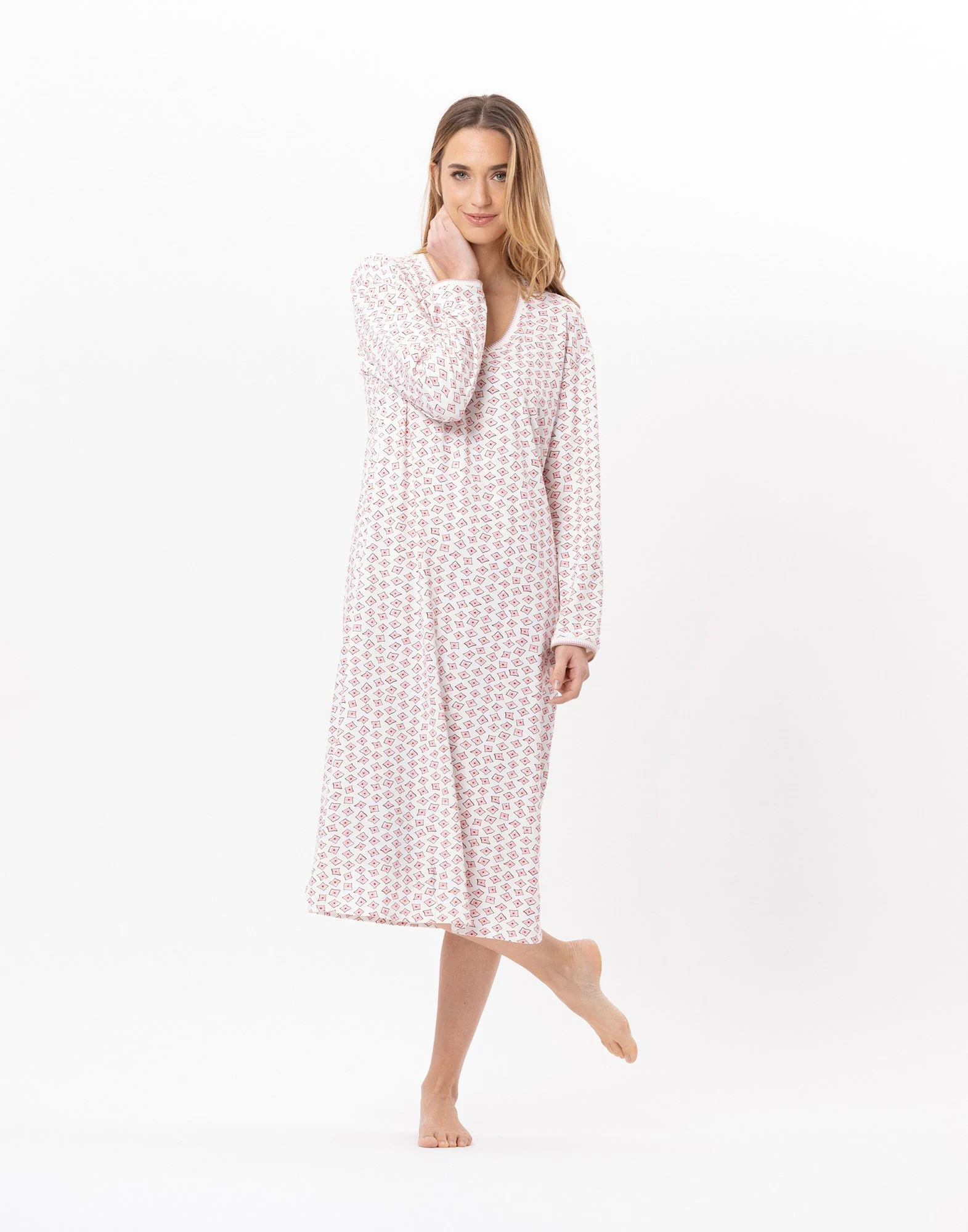 AURORE 811 - Chemise de nuit longue en jersey | Multicolore