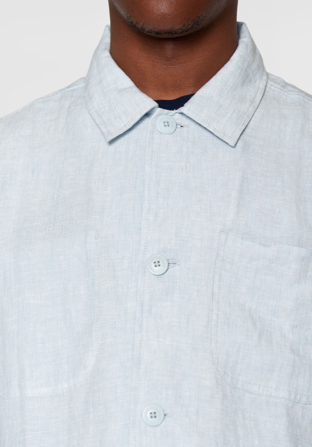 Knowledge Cotton Apparel Overshirt Linen Dusk Blue