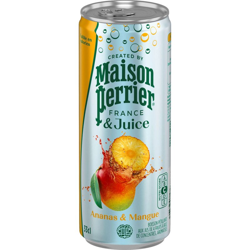 Eau gazeuse Maison Perrier & Juice ananas mangue 33 cl - 24 canettes