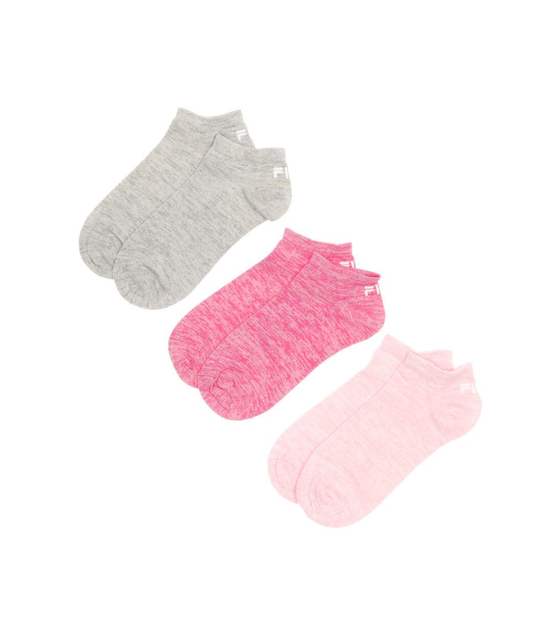 X3 Paires de Chaussettes Grise/Rose Femme Fila Invisible