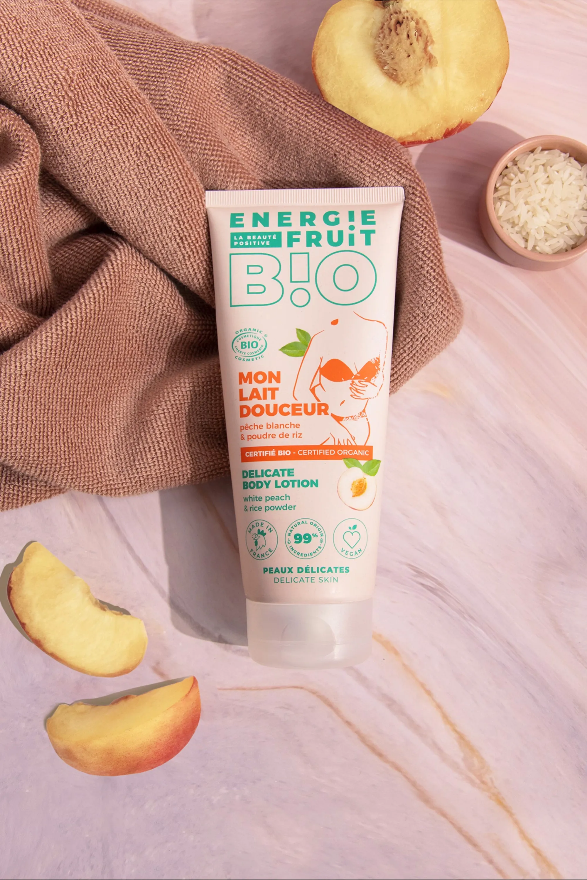 Energie Fruit Lait corps pêche blanche & eau de riz-200 ml