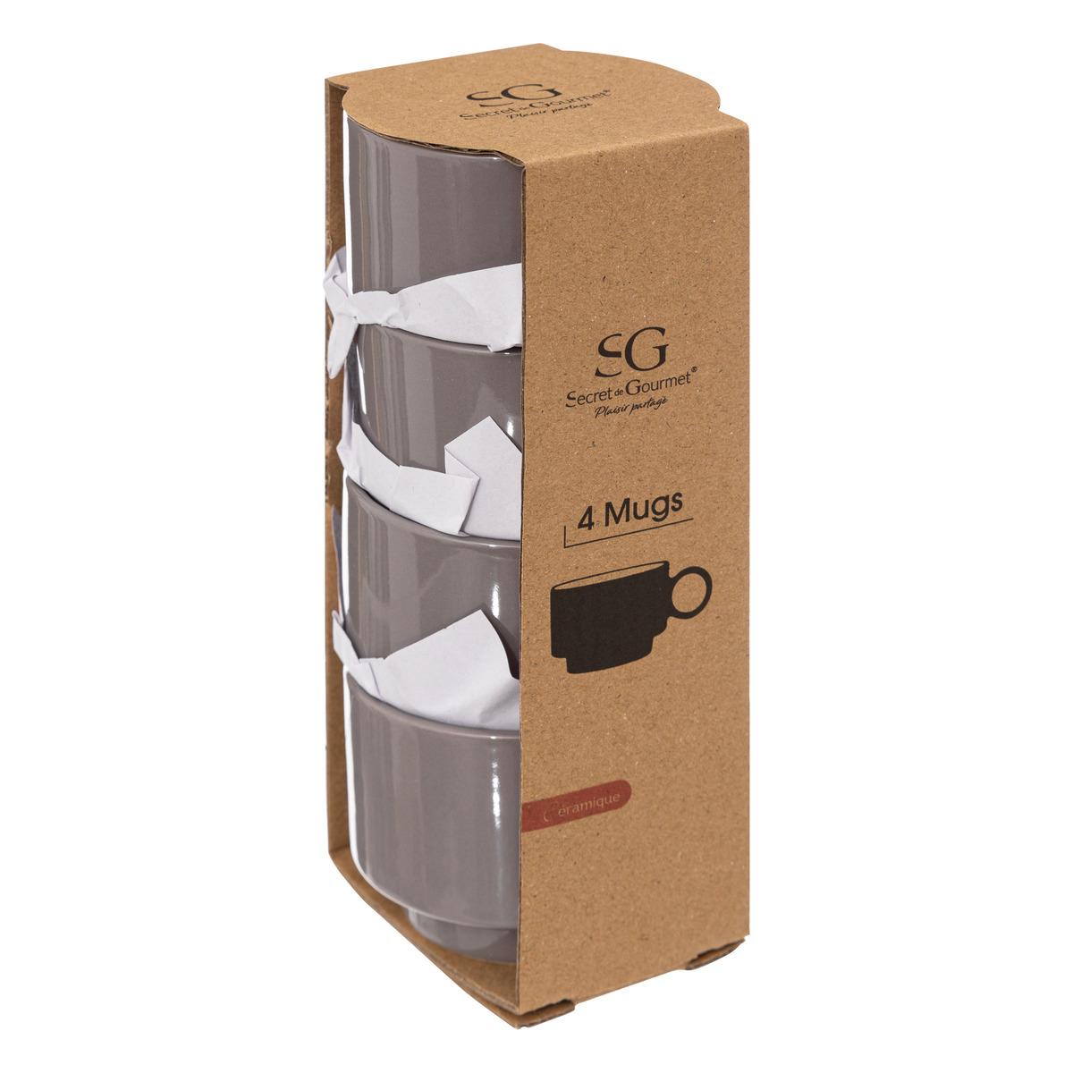 COFFRET 4 TASSES RETRO GRIS 10CL