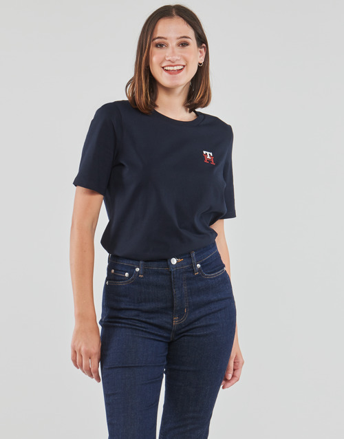 Tommy Hilfiger - REG MONOGRAM EMB C-NK SS - Marine