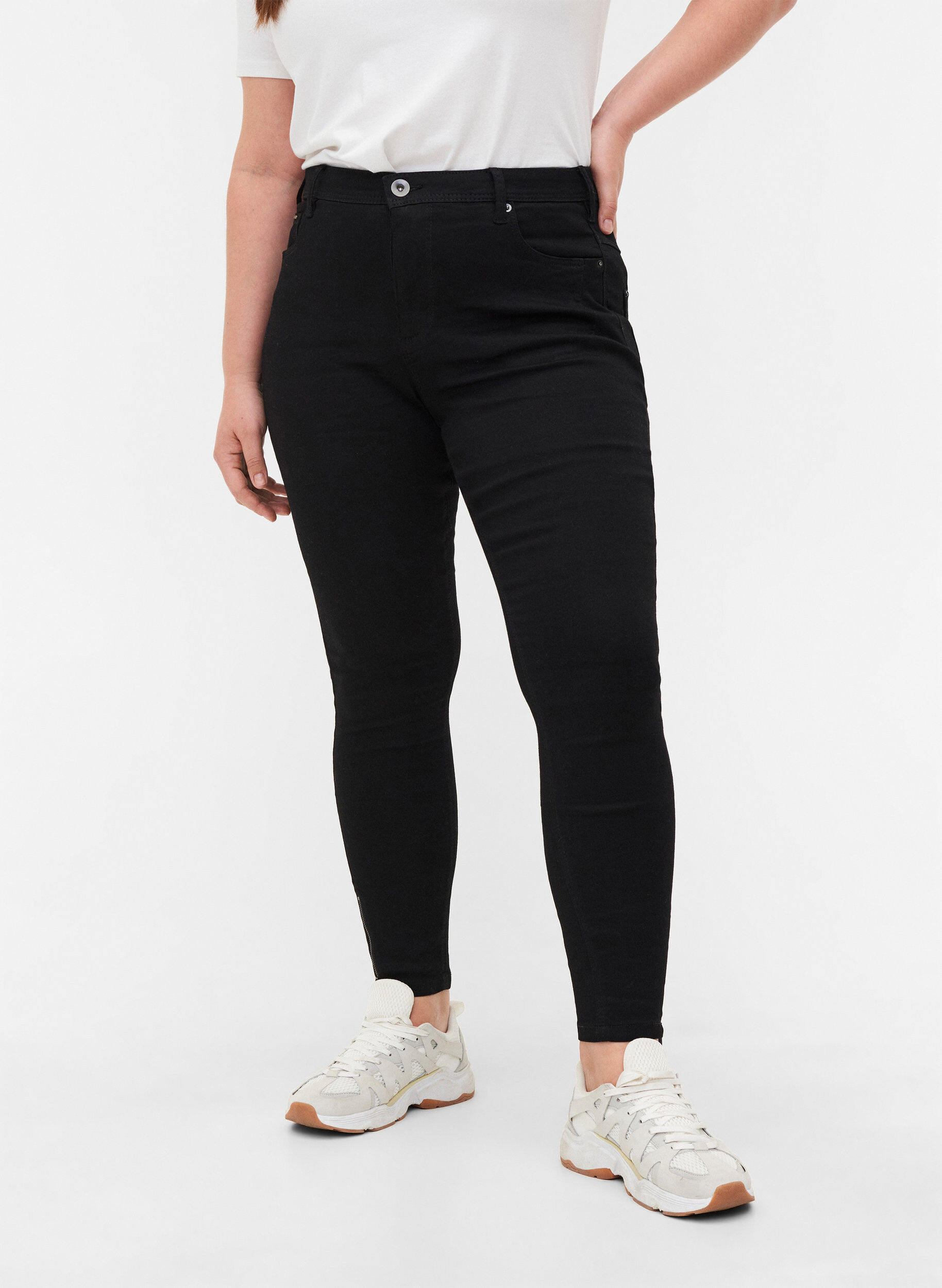 Cropped Amy jeans med lynlås