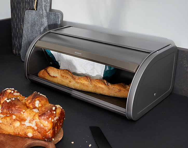 Boîte à pain couvercle coulissant en acier inoxydable Brabantia Platinum anthracite