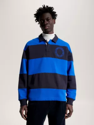 Camisa de rugby com estampa listrada e modelagem relaxada - Presente ideal